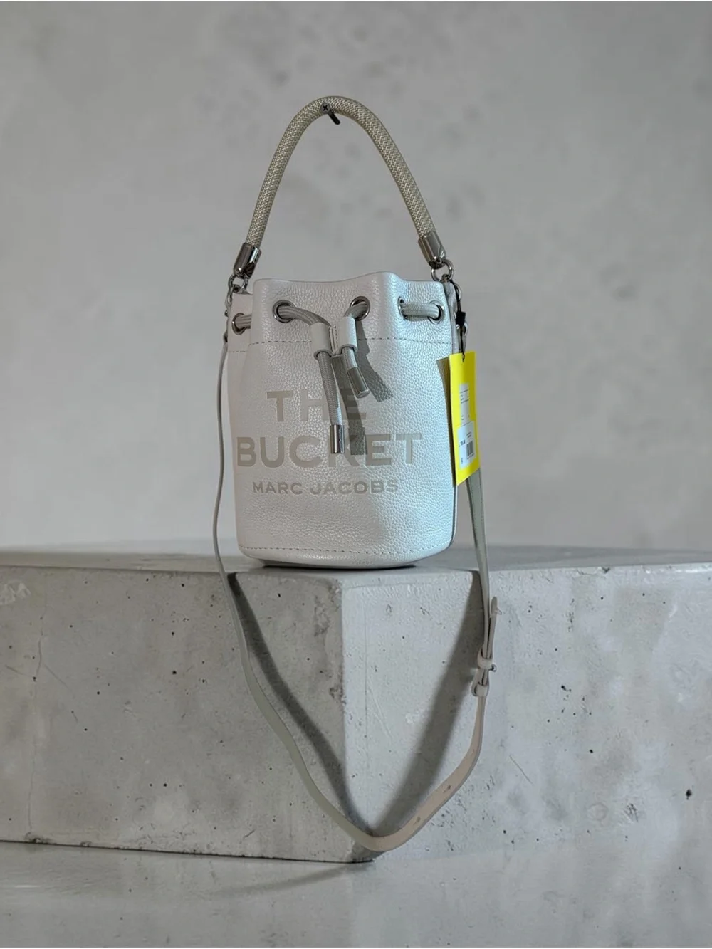 Marc Jacobs Light Gray The Bucket Leather Crossbody Bag